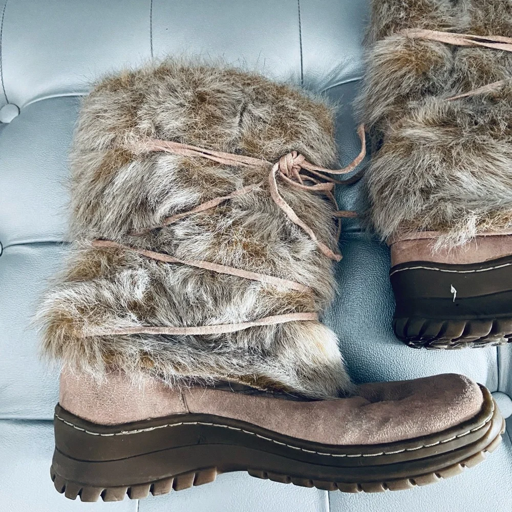 River Island Eskimo Style Faux Fur Winter Boots - size: 38 - US 5